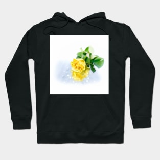 Bright yellow rose with water droplets. Hoodie